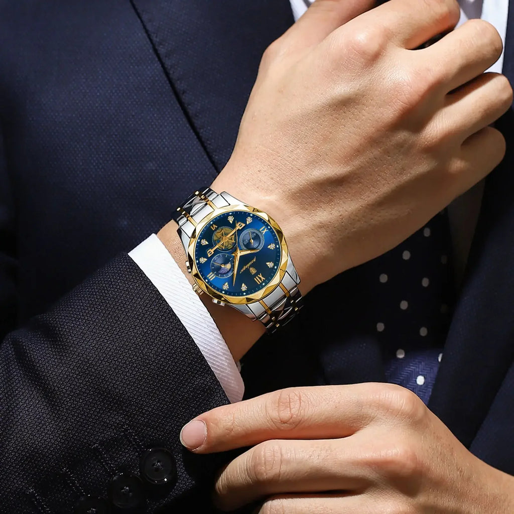 Poedagar Fashion Luxury Chronograph Men Watch Waterproof Luminous Stainless Steel Quartz Watches for Men