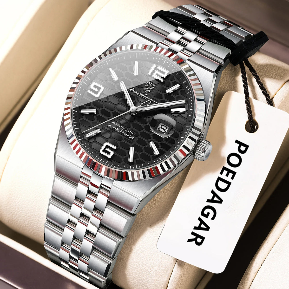 Poedagar High Quality Stainless Steel Quartz Watch Luxury Waterproof Luminous Lady's Wristwatch