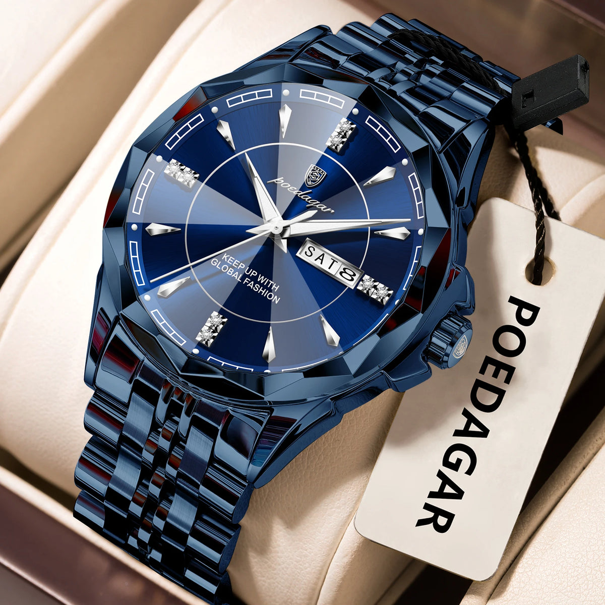 Poedagar 674 Luxury Men's Watch Business Stainless Steel Quartz Watches Montre Waterproof Luminous Calendar Wristwatch for Men