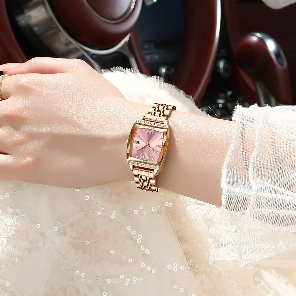 Poedagar 795 Womens Watch Luxury Diamond Waterproof Ladies Wristwatches Luminous Stainless Steel Bracelet Quartz Watch for Women
