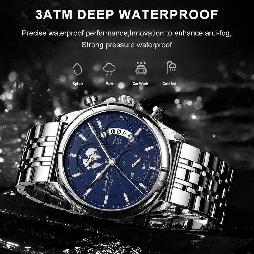 Poedagar 989 Top High Quality Men's Watch Classic Stainless Steel Quartz Watches Waterproof Luminous Watch for Men Montre Homme