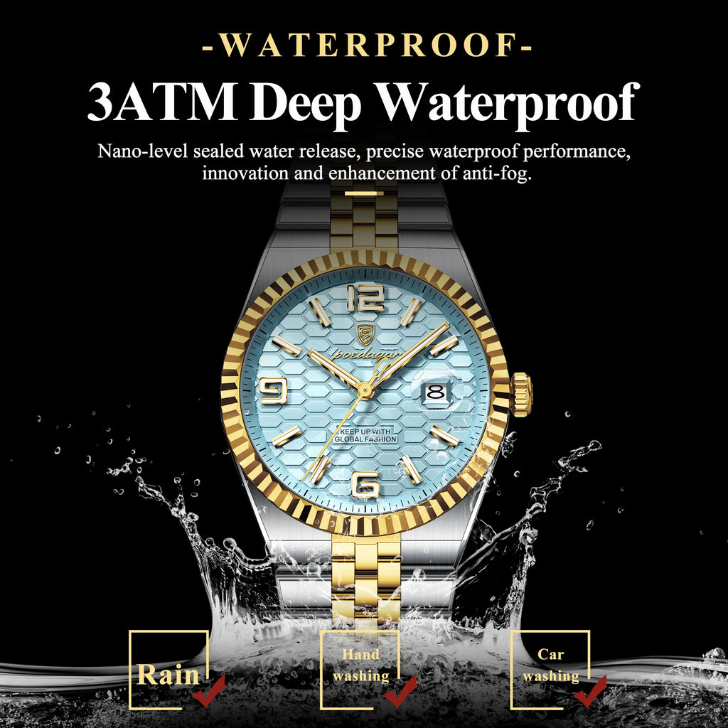 Poedagar 839 Men Watch Ready to Ship Classic Style Luxury Fluted Bezel Honeycomb Dial Quartz Wristwatch Own Factory Wholesale
