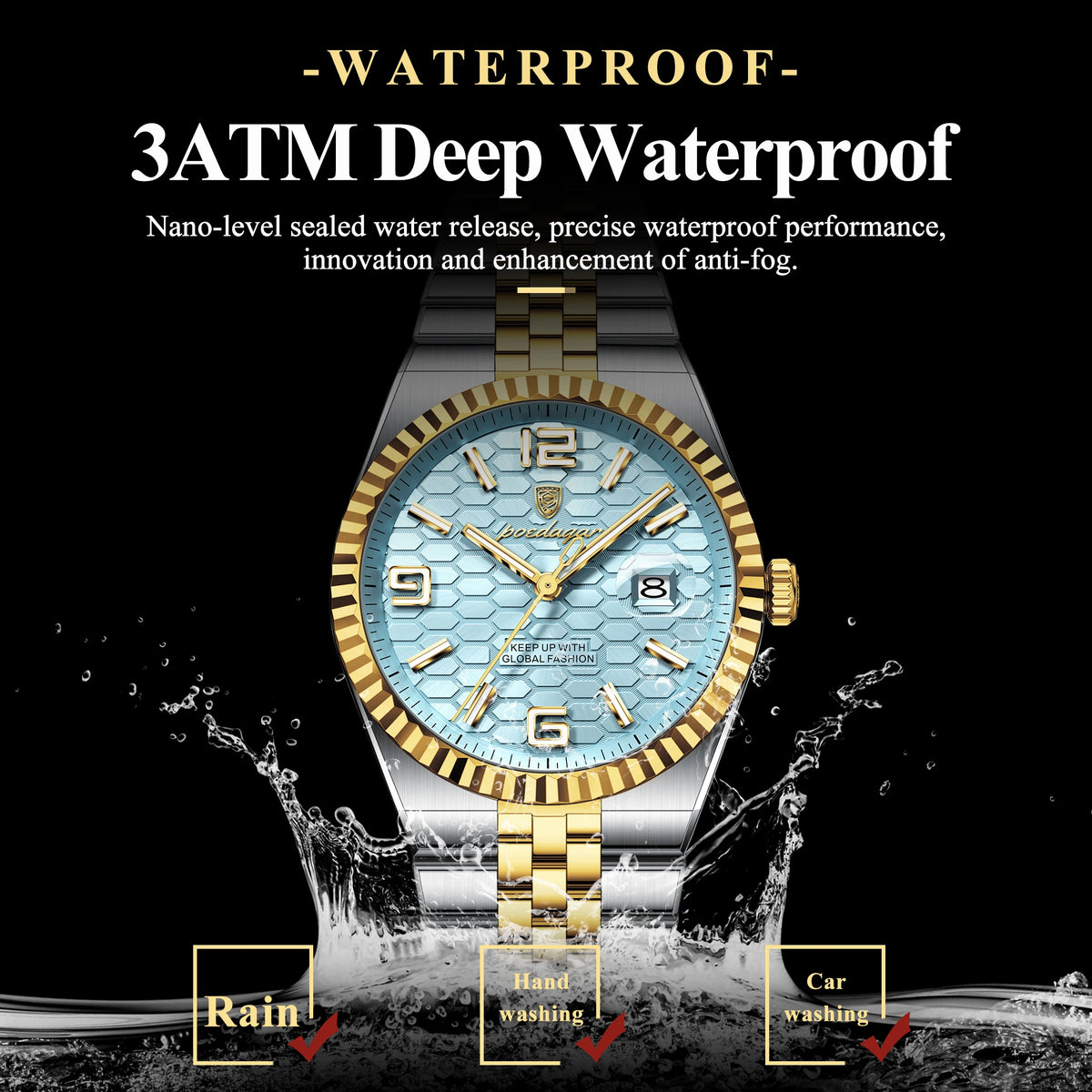 Poedagar 839 Men Watch Ready to Ship Classic Style Luxury Fluted Bezel Honeycomb Dial Quartz Wristwatch Own Factory Wholesale