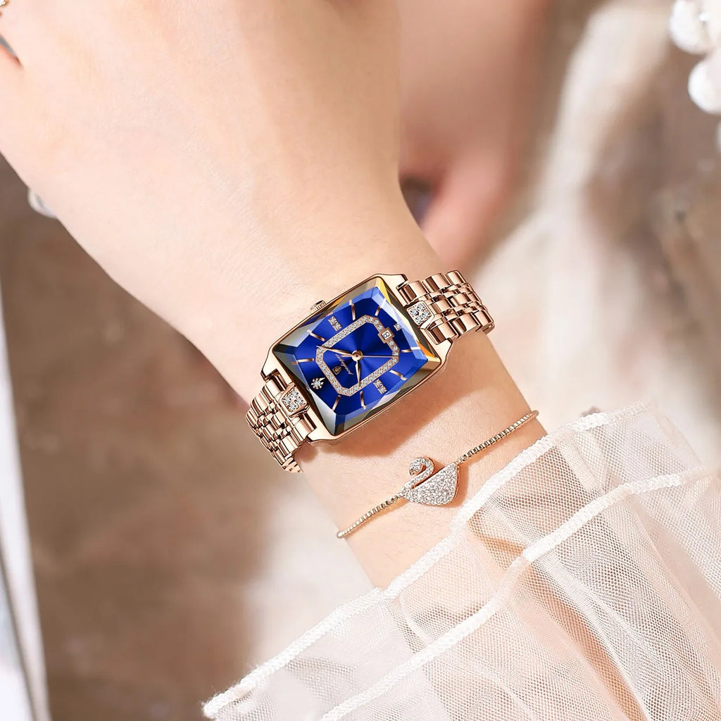 Poedagar 785 Elegant Women Watches Waterproof Date Ladies Watch Stainless Steel Rectangle Business Quartz Watch for Women
