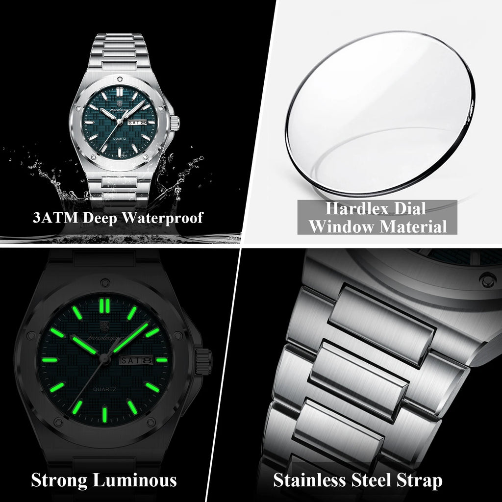 Poedagar 696 Factory Wholesale Original Luxury Stainless Steel Band Watch for Man Luminous Waterproof Date Wrist Watches