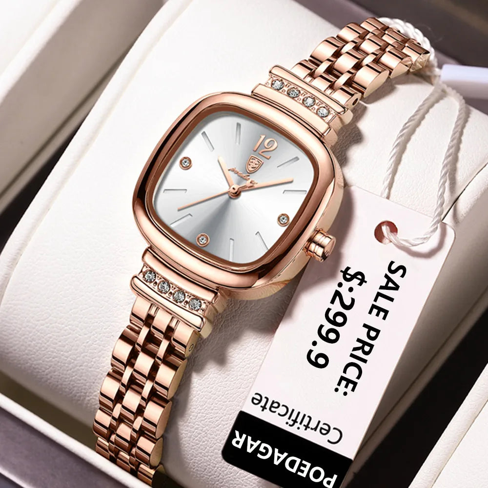 Poedagar Hot Sale Watch for Woman Fashion Popular Stainless Steel Ladies Wristwatch Waterproof Quartz Watches