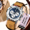 Poedagar Luxury Leather Reloj Waterproof Luminous Watch for Men Multifunctional Chronograph Date Quartz Watches