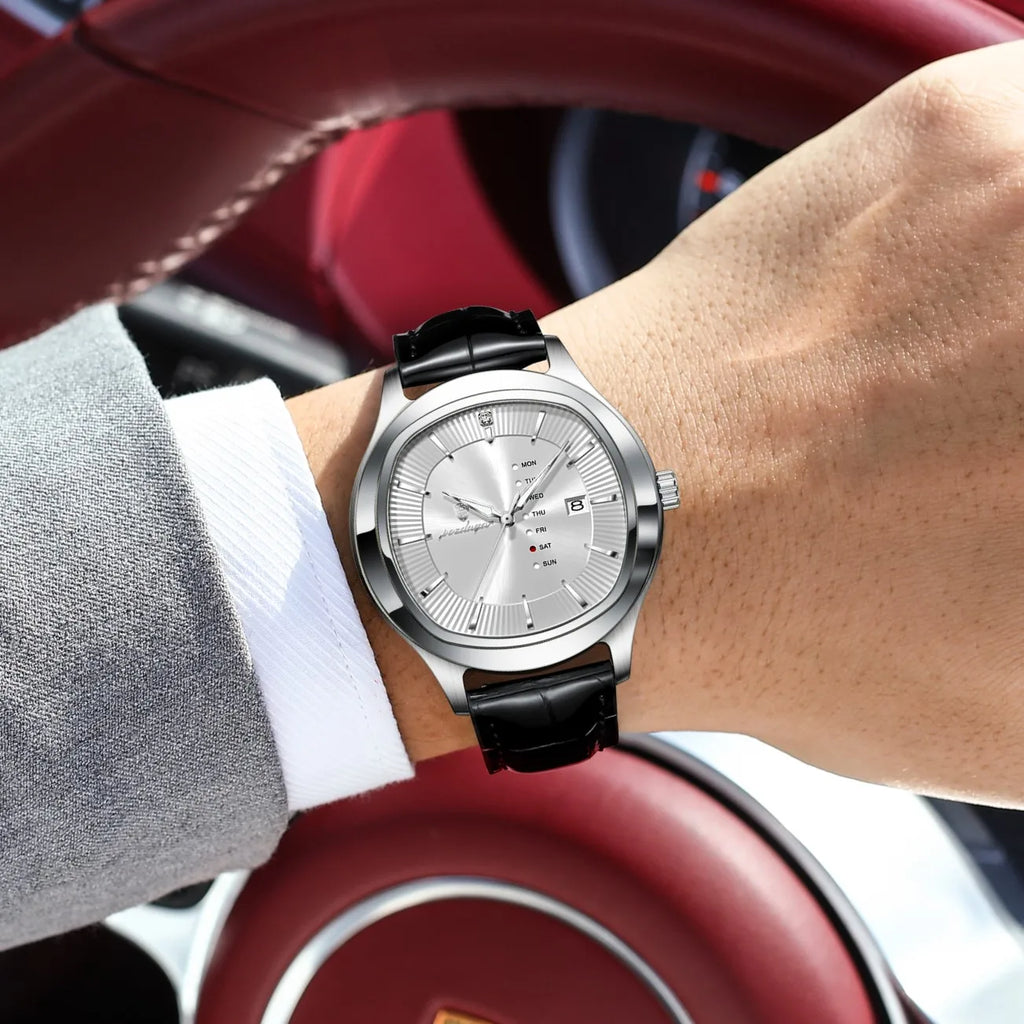 Poedagar 623 Luxury Men's Watch Business Date Dial Leather Strap Quartz Watches Waterproof Luminous Calendar Wristwatch for Men