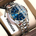 Poedagar 858 Men's Watch Luxury Waterproof Luminous Date Week Quartz Watches Stainless Steel Reloj Hombre Wristwatch for Men