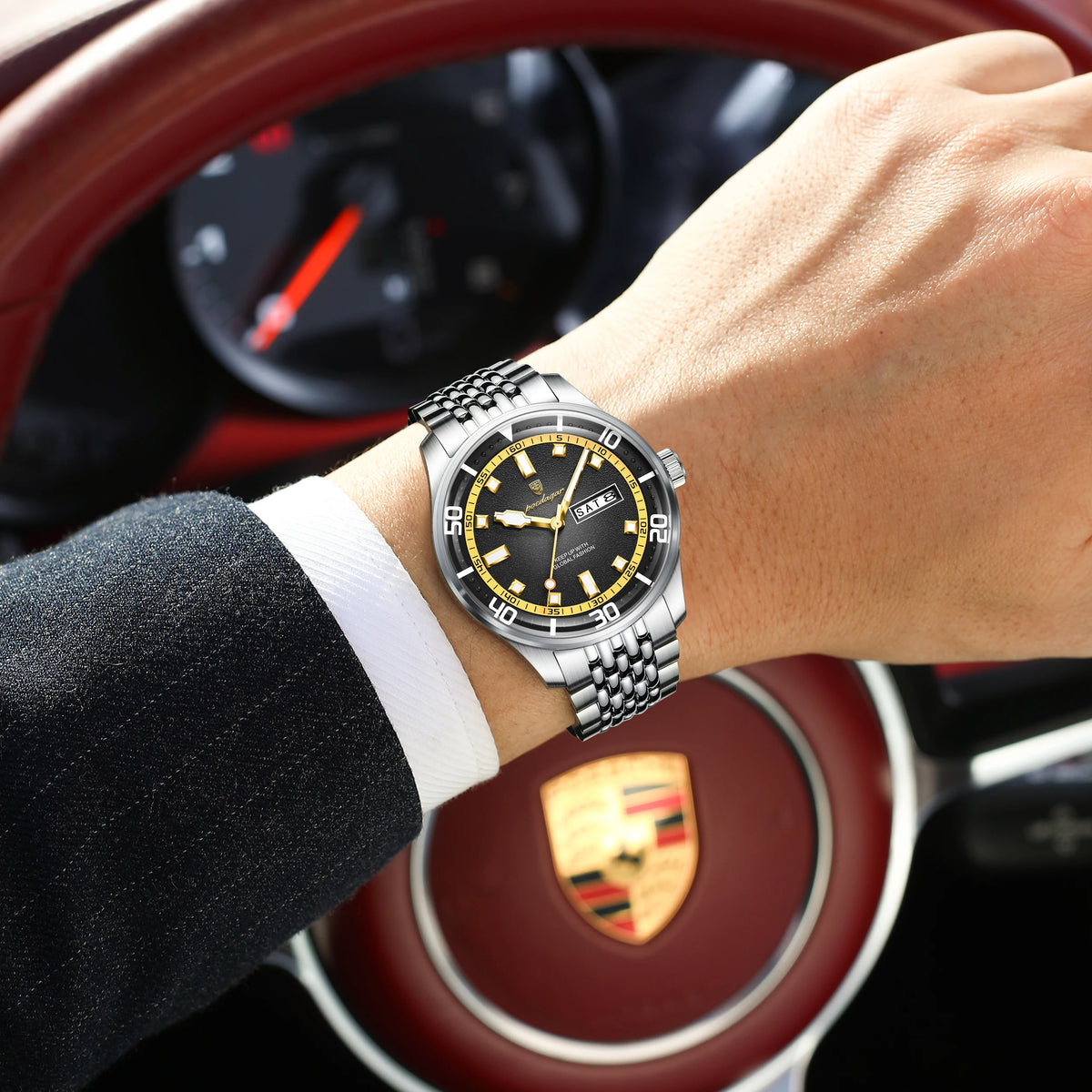 Poedagar 609 Men's Watches Luxury High Quality Waterproof Quartz Watch Montre Luminous Stainless Steel Date Wristwatch for Men