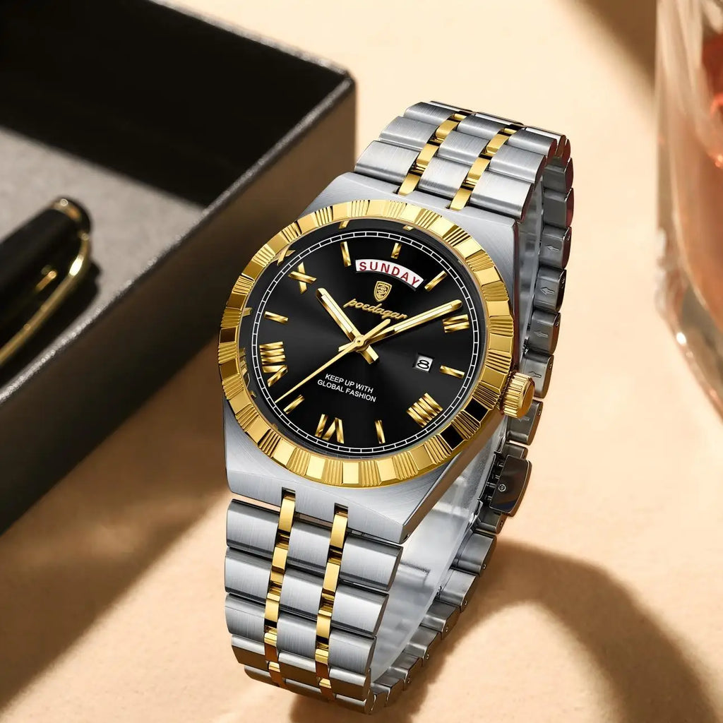 Poedagar 675 Men's Luxury Watches Waterproof Luminous Quartz Wristwatch Business Montre Homme Stainless Steel Watch for Men