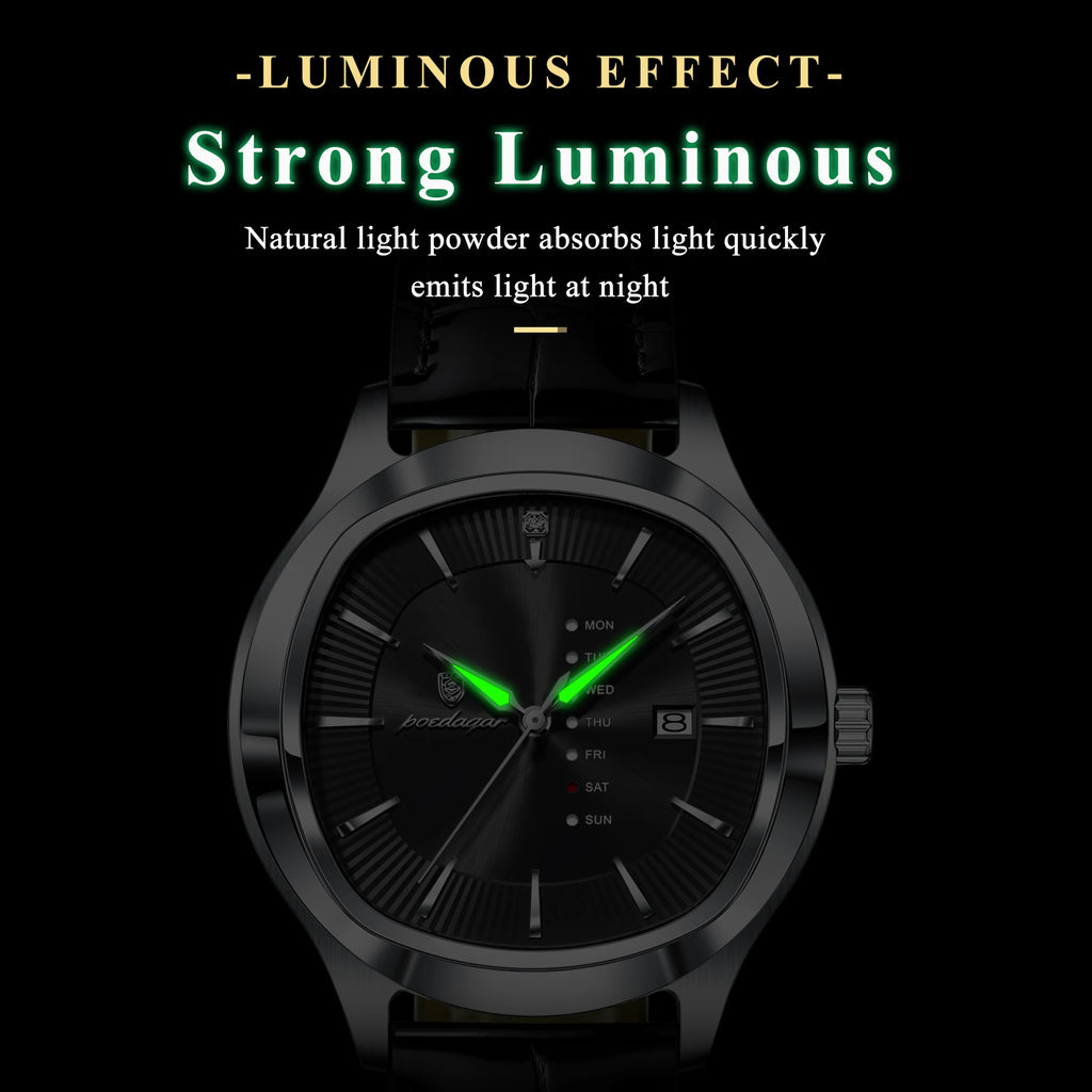 Poedagar 623 Men's Quartz Watches Luminous Waterproof Leather Strap Montre Homme Date Dial Calendar Business Daily Gift for Men