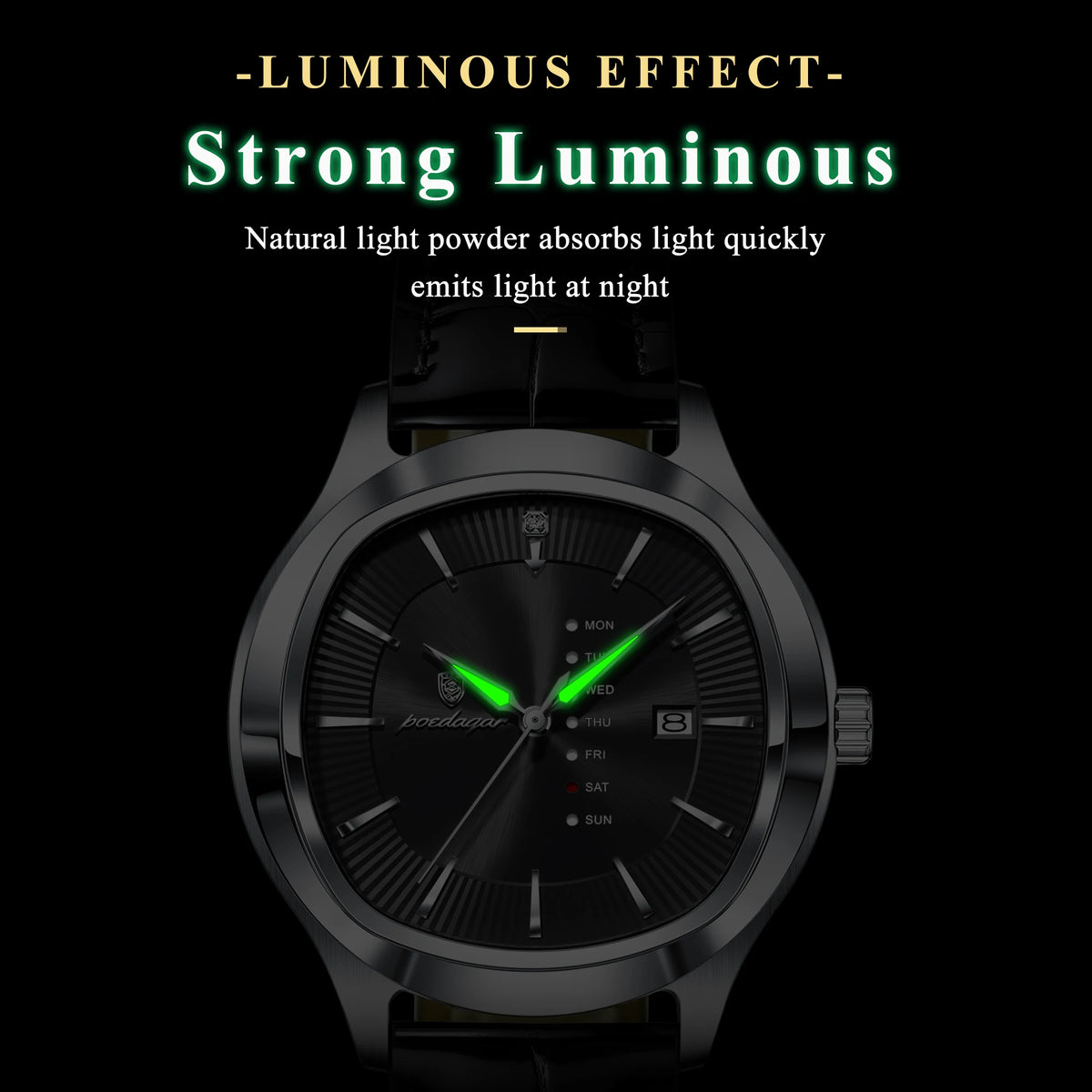 Poedagar 623 Men's Quartz Watches Luminous Waterproof Leather Strap Montre Homme Date Dial Calendar Business Daily Gift for Men