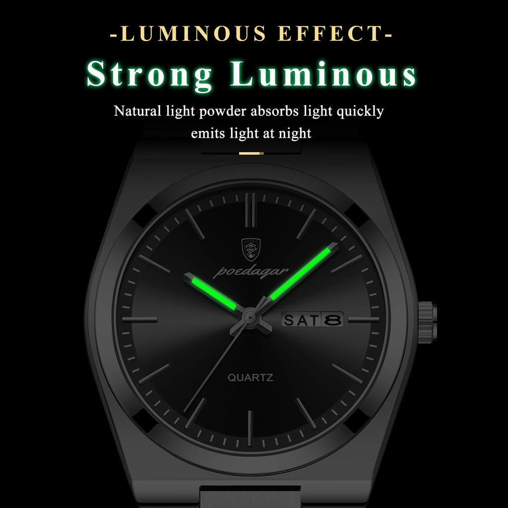 Poedagar 930 Watch for Men Luxury Hot Sale Stainless Steel Bracelet Quartz Watches Montre Homme Waterproof Luminous Men Watch