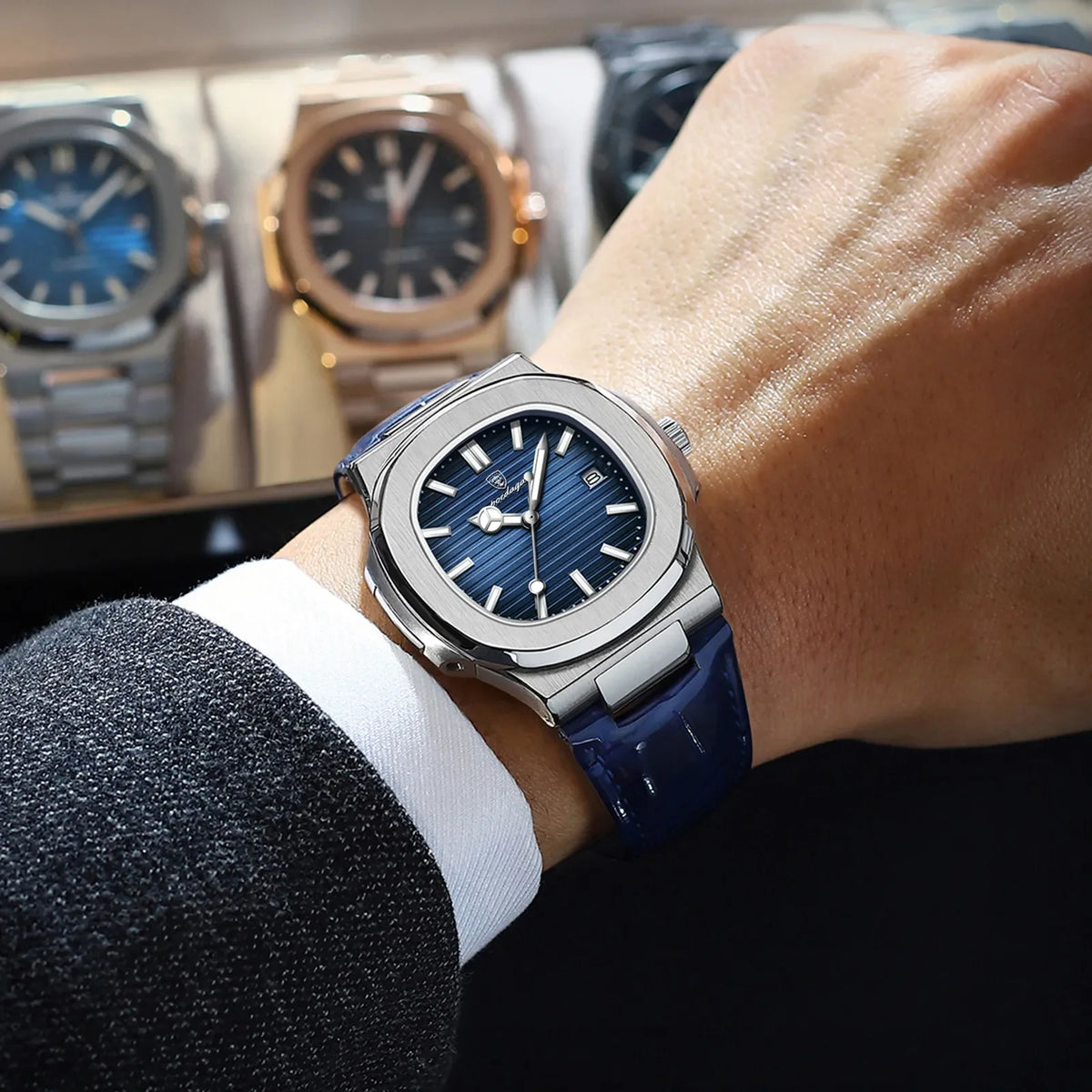 Poedagar Top Luxury Square Men Watch High Quality Leather Quartz Watches 30m Waterproof Luminous Date Watches for Men