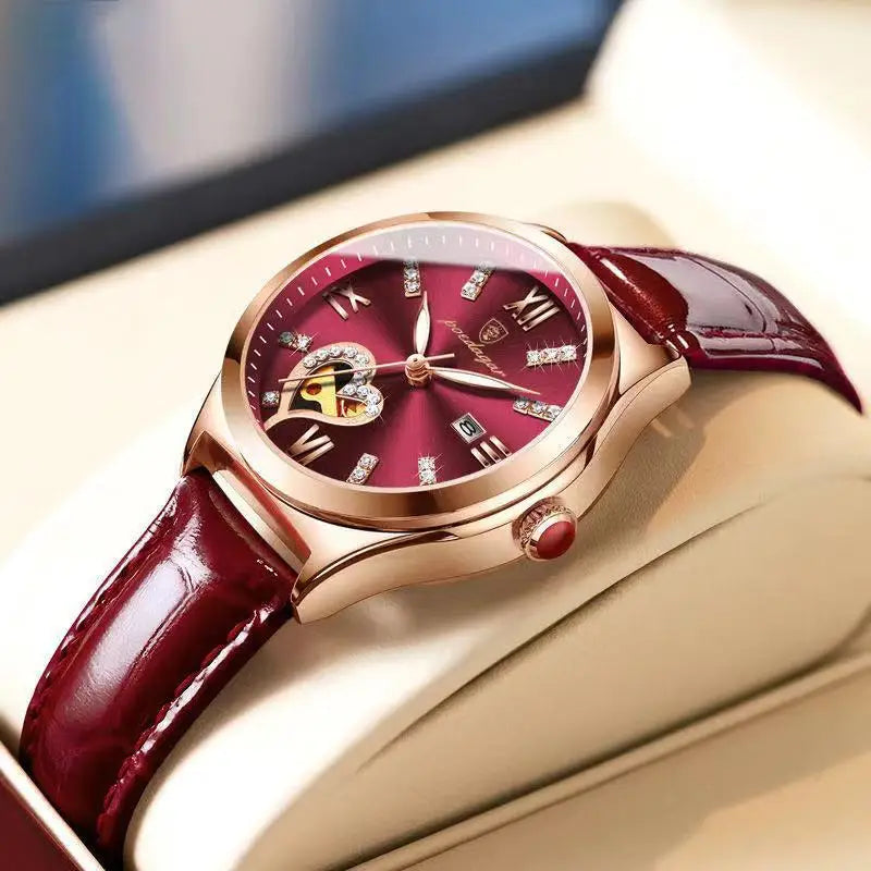 Poedagar New Trendy Watch Women With Diamond Quartz Watches Waterproof Luminous LadiesWristwatch Leather Watch for Women