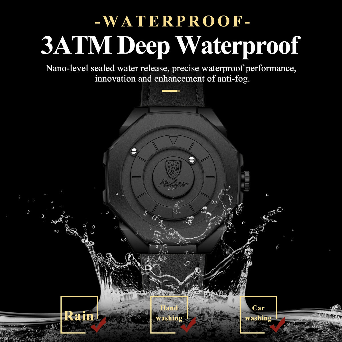Poedagar 670 Men's Watches Leather Strap Trendy Unique Quartz Watch Magnetic Rotating Montre Waterproof Wristwatch for Men