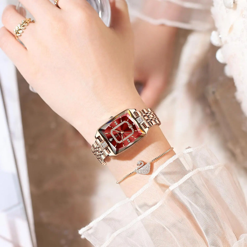 Poedagar 785 Elegant Ladies Watch Waterproof Date Women Watches Stainless Steel Rectangle Quartz Watches