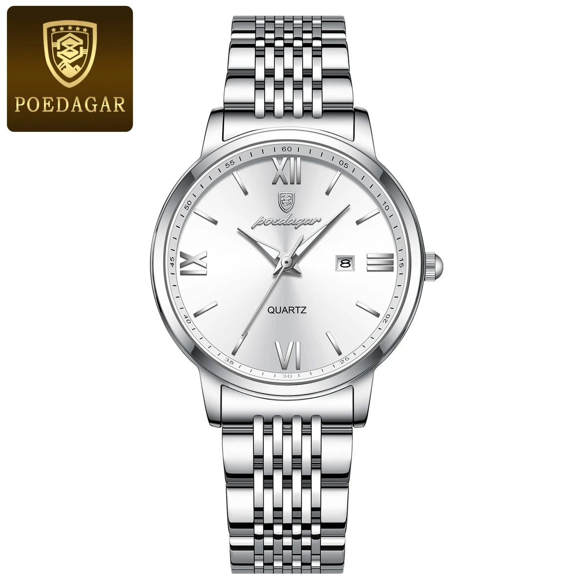 Poedagar New Luxury Waterproof Lady Watch Luminous Stainless Steel Calendar Quartz Watch for Women
