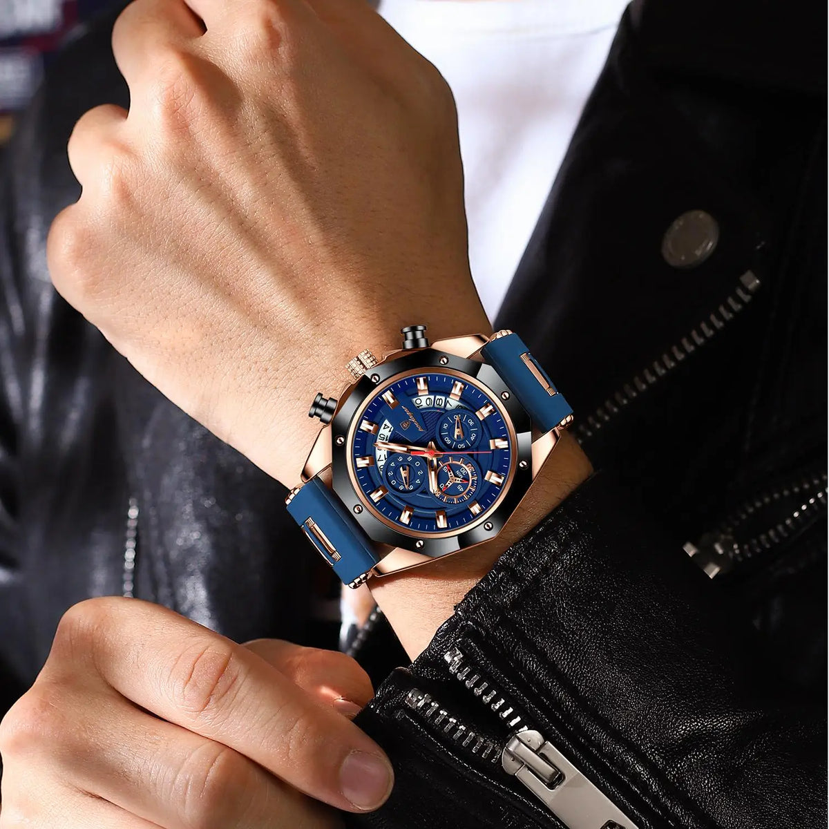 Poedagar New Arrivals Men Quartz Watches Waterproof Luminous Mens Watch Silicone Bracelet Chronograph Watch for Men