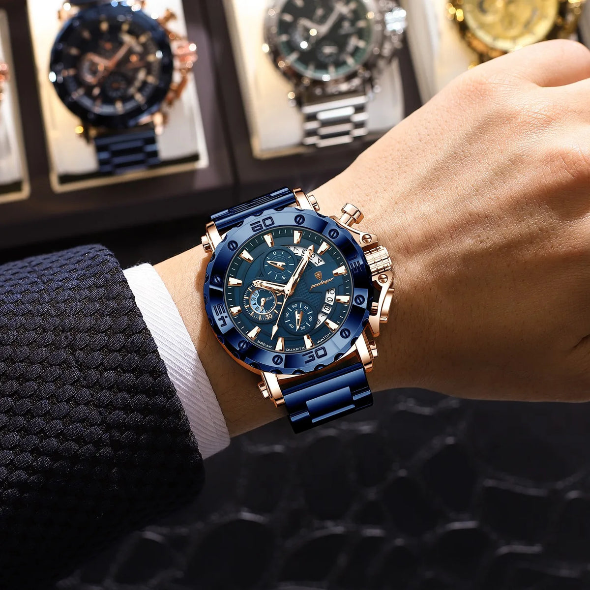 Poedagar 892 Mens Watch Luxury Date 47mm Case Original Quartz Watches Montre Homme Waterproof Luminous Watch for Men Reloj