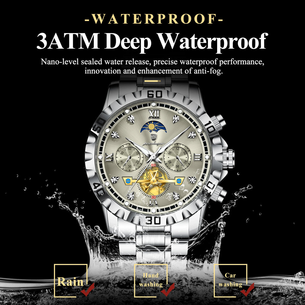 Poedagar 634 Men's Watch Luxury High Quality Stainless Steel Quartz Watch Waterproof Luminous Business Reloj Wristwatch for Men
