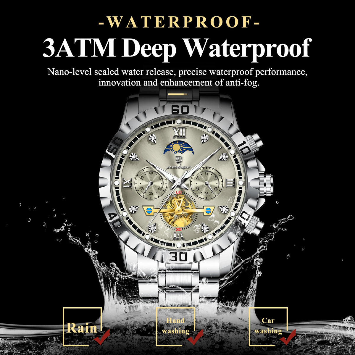 Poedagar 634 Men's Watch Luxury High Quality Stainless Steel Quartz Watch Waterproof Luminous Business Reloj Wristwatch for Men
