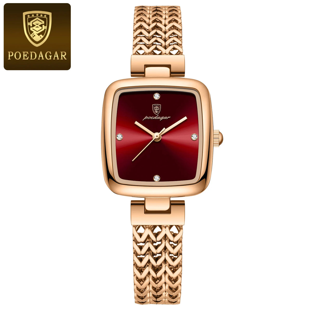 Poedagar Luxury Diamond Rose Gold Ladies Watch Wrist Waterproof Elegant Female Dress Stainless Steel Quartz Watches