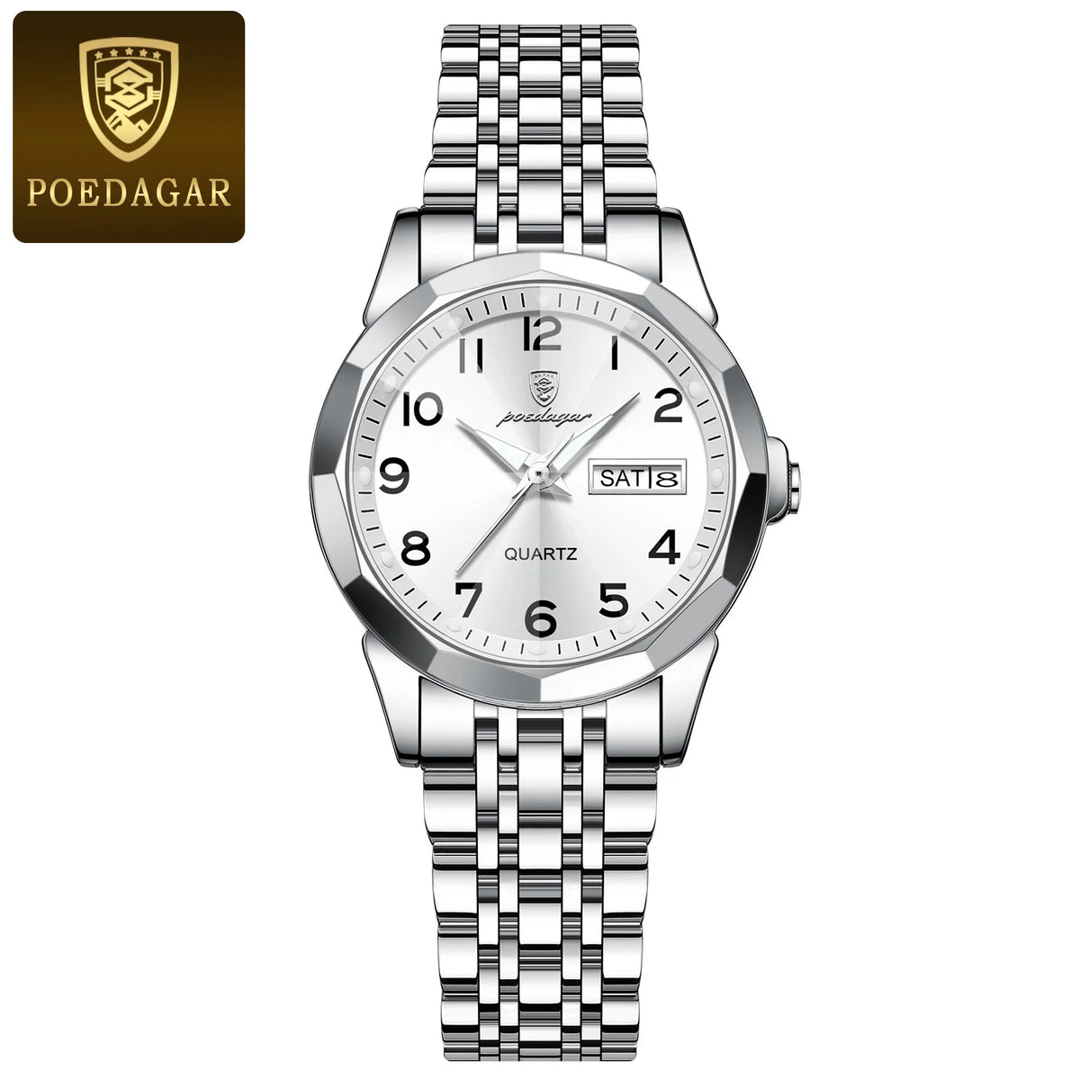 Poedagar 3078 Wholesale Stainless Steel Women Wrist Watch Luminous Waterproof Calendar Ladies Quartz Watches