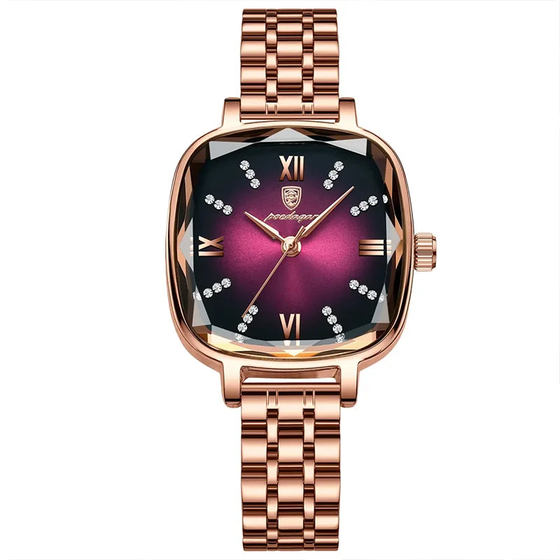 Poedagar Fashion Luxury Diamond Lady Watch Popular Stainless Steel Quartz Watches Top Brand Waterproof Watch Women