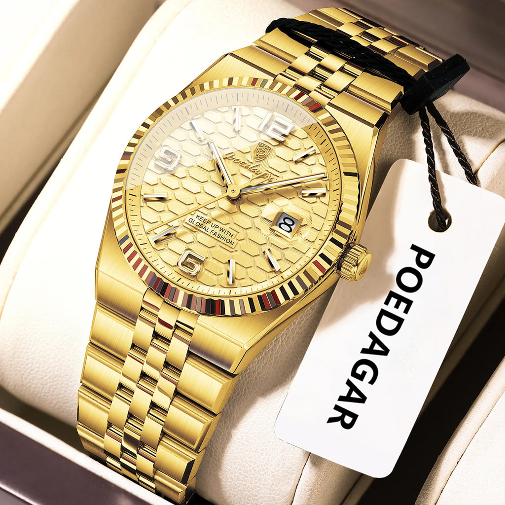 Poedagar High Quality Stainless Steel Quartz Watch Luxury Waterproof Luminous Lady's Wristwatch