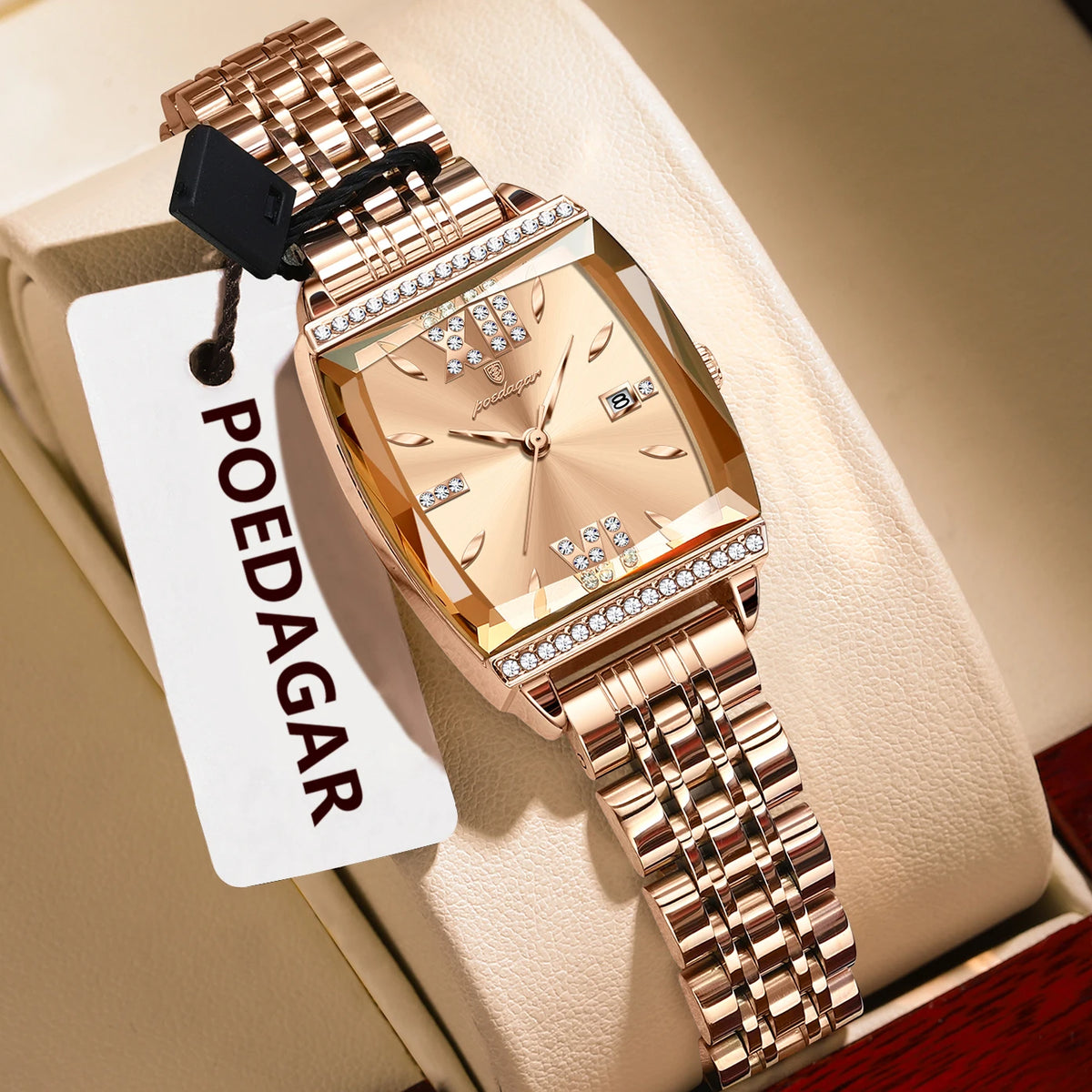 Poedagar 795 Luxury Women's Watch Diamond Ladies Watches Waterproof Luminous Stainless Steel Bracelet Quartz Watch for Women