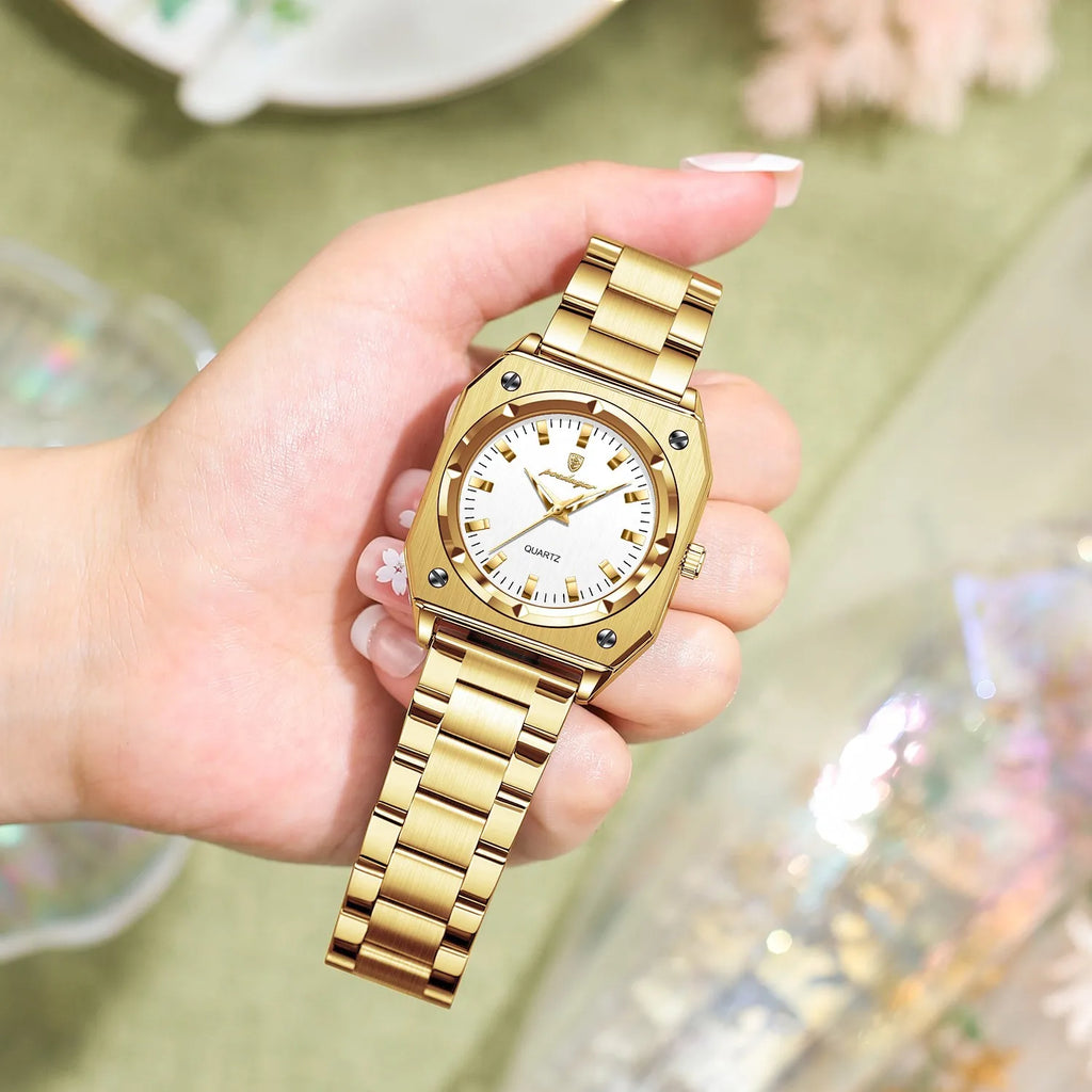 Poedagar 788 Luxury Women's Watch Waterproof Luminous Wristwatch Reloj Gold Stainless Steel Bracelet Quartz Watch for Women