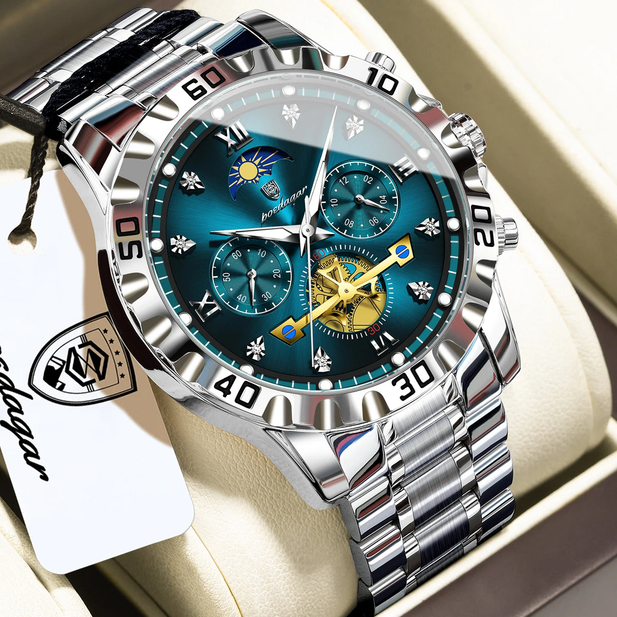 Poedagar 634 Men's Watch Luxury Stainless Steel Quartz Watches Business Montre Homme 3ATM Waterproof Luminous Wristwatch for Men