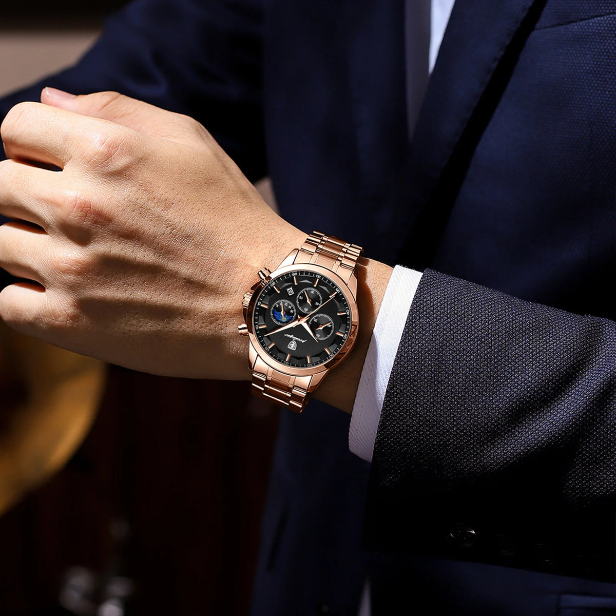 Poedagar 928 Luxury Men's Watch Wholesale Chronograph Stainless Steel Quartz Watch for Men Luminous Waterproof Montre Reloj
