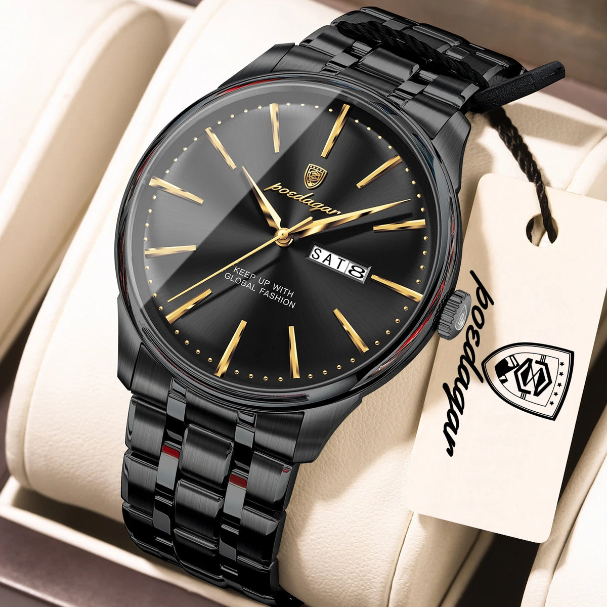Poedagar 843 Original Brand Men Watch Luxury Business Casual Waterproof Calendar Sunray Dial Quartz Wristwatch Factory Wholesale