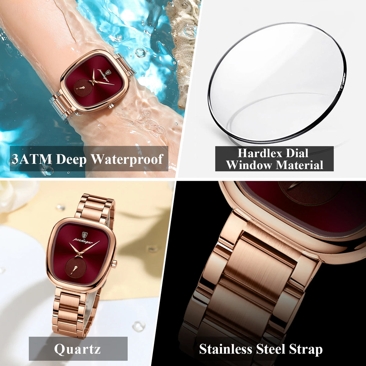 Poedagar 783 Luxury Women Watch Business Dress Waterproof High Quality Stainless Steel Elegant Ladies Quartz Watch Montre Femme