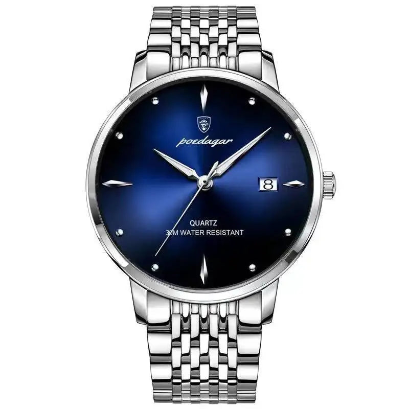 Poedagar 868 Luxury Stainless Steel Watch Bands Luminous High Quality Waterproof Quartz Watches for Men