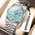 Poedagar High Quality Stainless Steel Quartz Watch Luxury Waterproof Luminous Men's Wristwatch