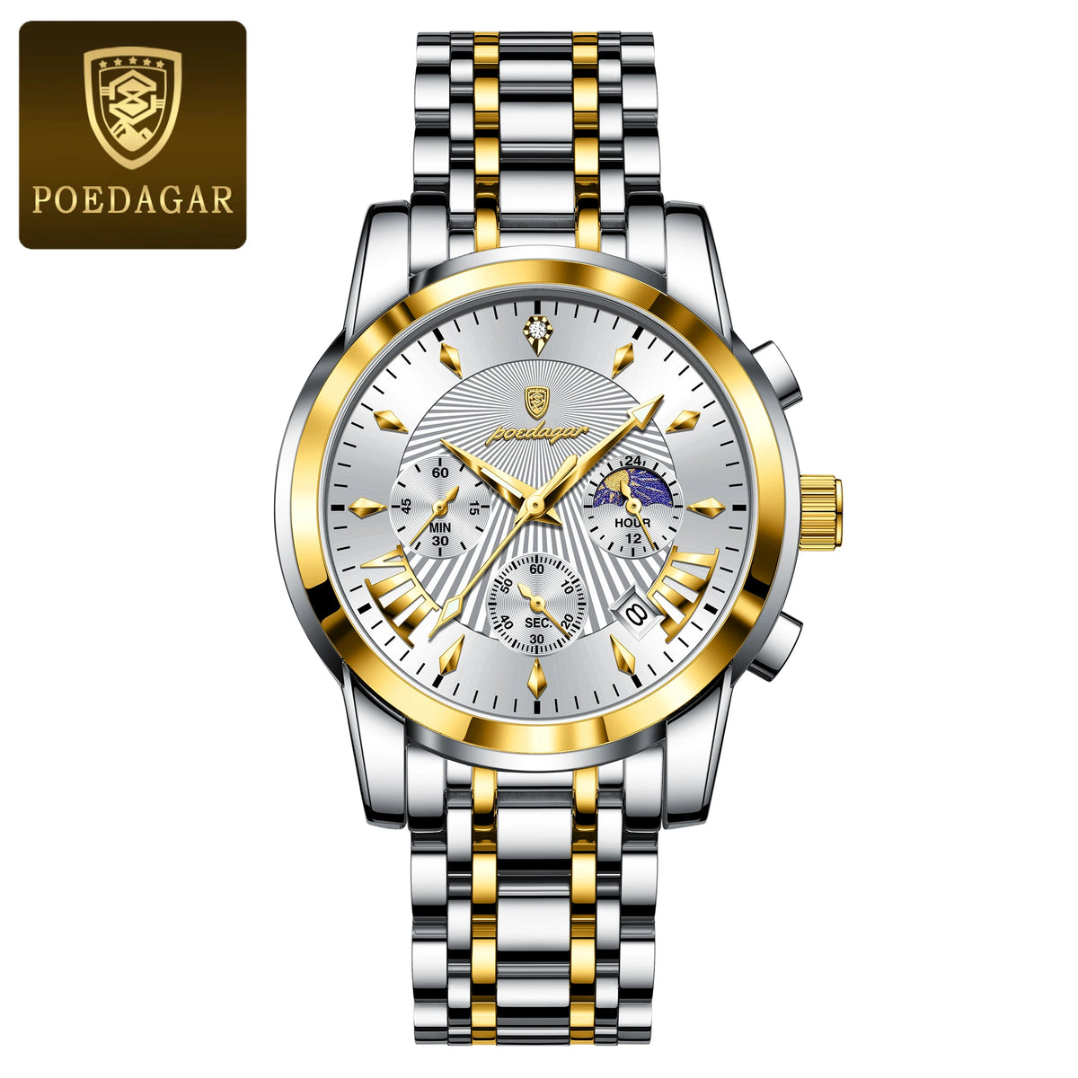 Poedagar High Quality Montres De Luxe Waterproof Luminous Men Watch Chronograph Stainless Steel Luxury Quartz Watches for Men