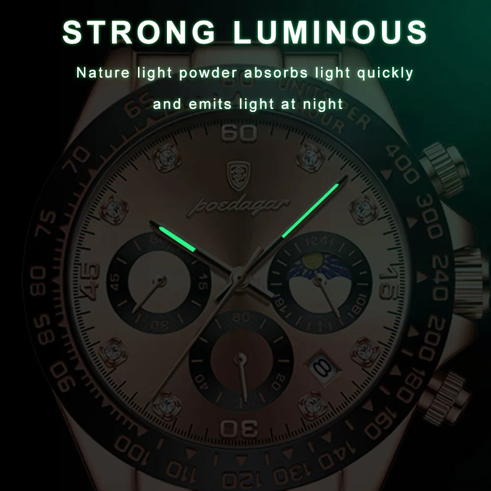 Poedagar 2023 Men Watch Silicone Belt Waterproof Luminous Date Watches Men Wrist Clock Chronograph Quartz Fashion Opp Bag Alloy
