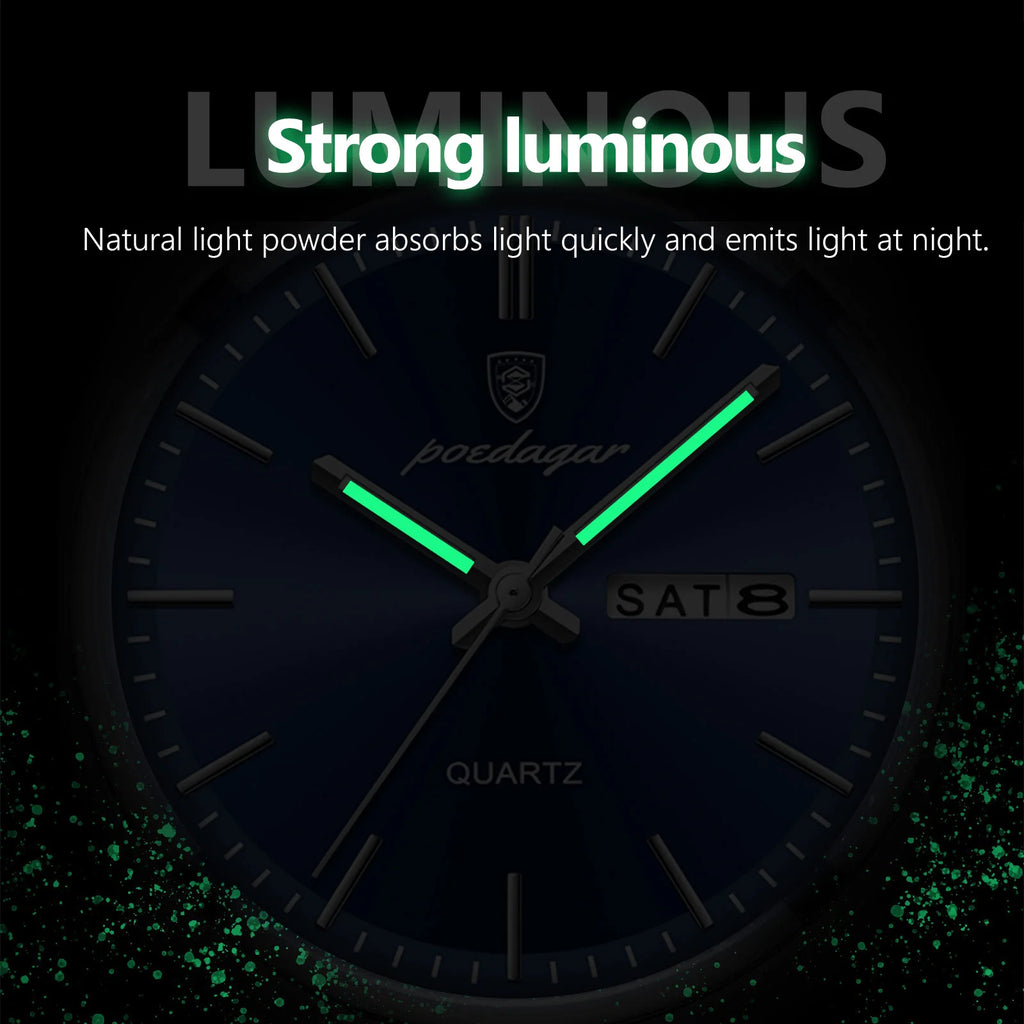 Poedagar 930 Luxury Casual Leather Men's Watches Waterproof Luminous Date Quartz Watches for Men