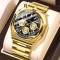 Poedagar Quartz Business Watch for Men Waterproof Luminous Multi-Function Chronograph Stainless Steel Watch for Men