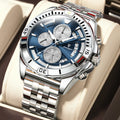 Poedagar 695 Men Quartz Watches Stainless Steel Waterproof Luminous Chronograph Reloj Hombre