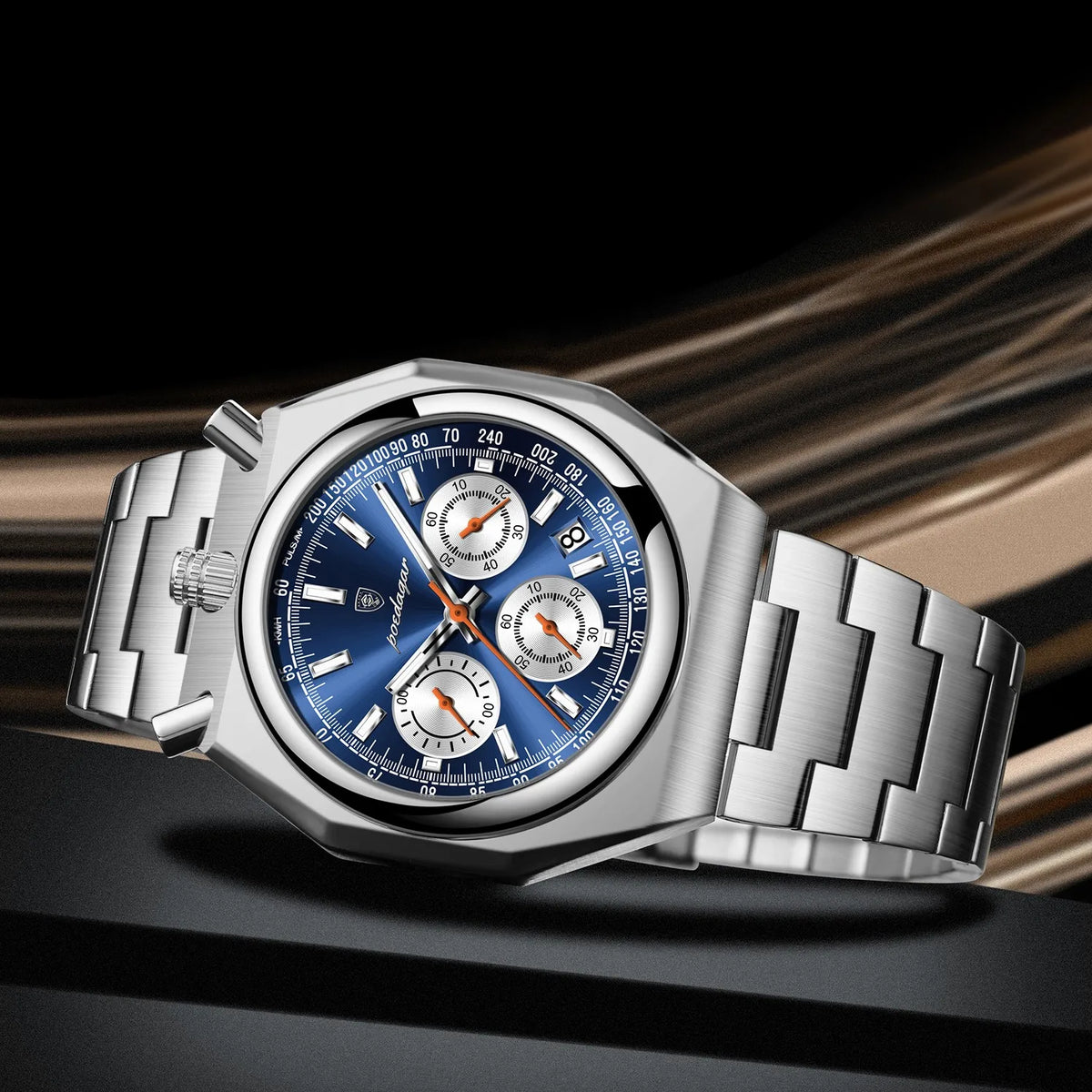 Poedagar 897 Mens Quartz Watches Luxury Business Watch Reloj Waterproof Luminous Chronograph Stainless Steel Wristwatch for Men
