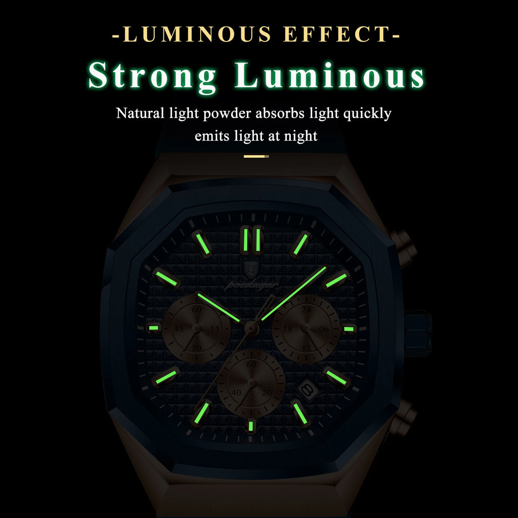 Poedagar 893 New Silicone Strap Mens Watches Waterproof Luminous Chronograph Quartz Watches for Men