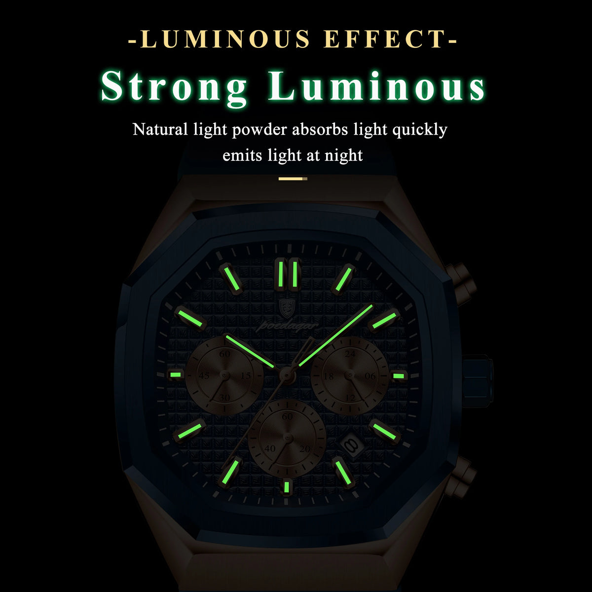 Poedagar 893 New Silicone Strap Mens Watches Waterproof Luminous Chronograph Quartz Watches for Men