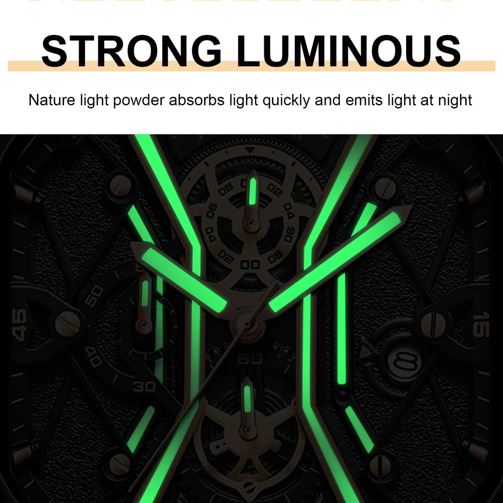 Poegadar Casual Watch for Men Top Quality Luxury Luminous Leather Wrist Chronograph Date Sport Men Watch