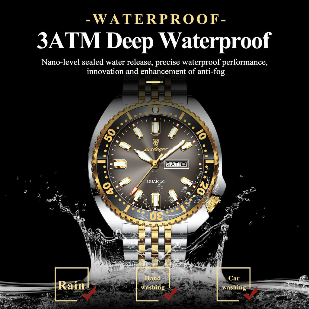 Poedagar 682 High Quality Men Watch Rotating Bezel Stainless Steel Calendar Quartz Wristwatch Factory Wholesale Price Montre