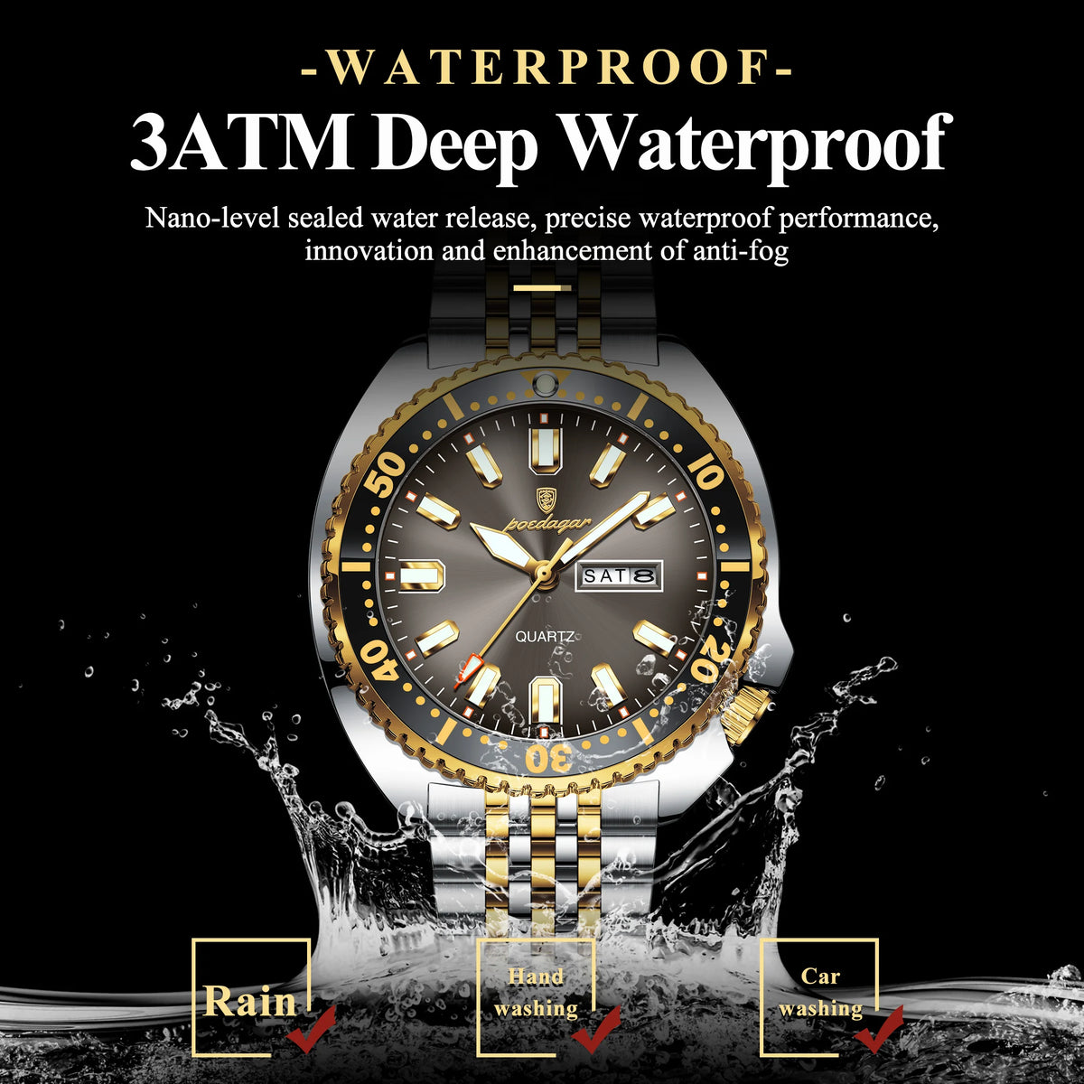 Poedagar 682 High Quality Men Watch Rotating Bezel Stainless Steel Calendar Quartz Wristwatch Factory Wholesale Price Montre